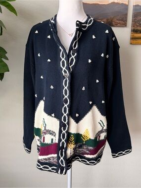 Vintage Joyce landscape knit cardigan sweater